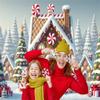 10x8ft Christmas Backdrop Candy Canes Gingerbread Backdrop Christmas Photo Backdrops Props for Photoshoot New Years Xmas Birthday Holiday Decorations Photography Background view 3