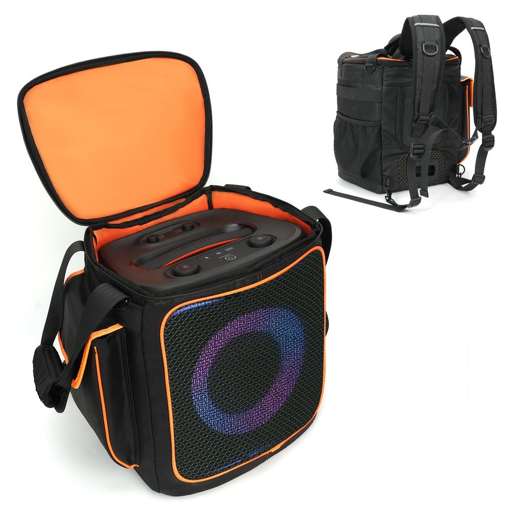 Hzycwgone Carrying Case Travel Tote Bag Backpack Portable Rugged Cover Shoulder Strap for JBL PartyBox Encore Essential 2 Portable Party Speaker,Extra Pockets for Microphone,Charger,Accessories