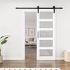 30" W x 84''H White Wood Glass Paneled Sliding Barn Door with Installation Hardware Kit view 1