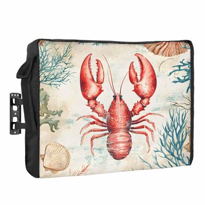 Outdoor TV Cover 80 to 85 Inch Weatherproof, Lobster Coastal Waterproof Outdoor TV Enclosure with Side Pocket, Nautical Beach Coral Shell Ocean Retro Television Protector Cover