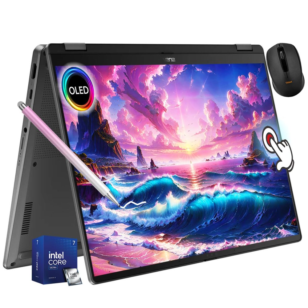 ASUS Vivobook Flip 14" OLED Touch Copilot+ Laptop, Intel EVO Core Ultra 7 256V, Wi-Fi 7, 360 Hinge, Thunderbolt4, Win 11, w/Wireless Mouse & Stylus Pen (16GB RAM | 1TB SSD)