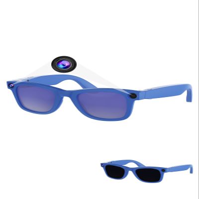 Piluyaa AI Smart Glasses - 800W HD Camera, 1080P Video, Voice Control, Bluetooth/Wi-Fi, 220mAh Fast Charging, Lightweight for Hands-Free Recording(Anti-Blue Lights & Sunglasses Lenses Included-Blue)