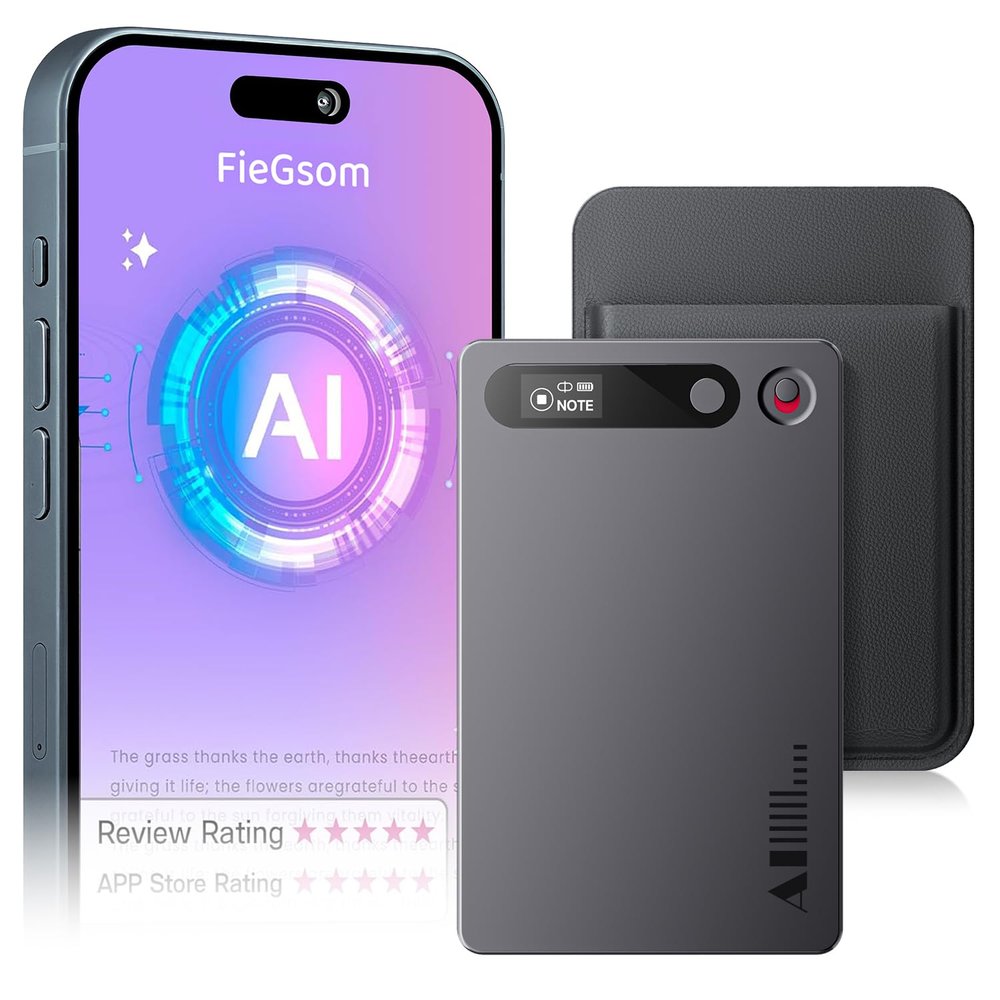 AI Voice Recorder, Note Voice Recorder, App Control, Transcribe & Summarize with AI Technology, Supports 80+ Languages, 64GB Memory Audio Recorder for Lectures, Meetings, Call, Interview (Black)