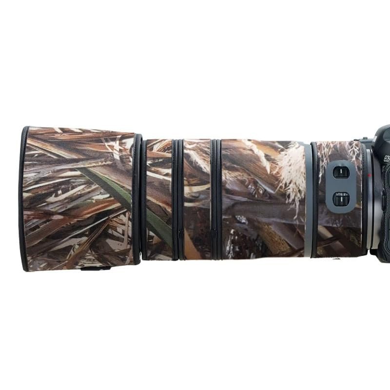 XCOAT Waterproof Camouflage Camera Lens Cover Compatible with Canon RF 100-400mm F5.6-8.0 is, Rain Covers, Lens Protective Sleeve, Suit for Wildlife and Sports Photography (Dry Grass Camouflage)