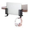 Adjustable Laptop Stand Desk Side Vertical Laptop Stand, No Drill Metal Desktop Mount Holder with Hooks(Black) view 1