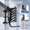 Adjustable Laptop Stand Desk Side Vertical Laptop Stand, No Drill Metal Desktop Mount Holder with Hooks(Black) view 3