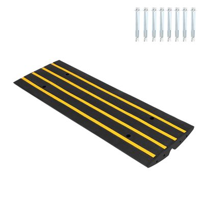 Car Driveway Rubber Curb Ramps,Low Profile Slope Ramps with Drainage Channels for Cars, Trucks, SUVs & Wheelchairs,for Garage Thresholds, Driveway Entrances & Sidewalks (3 Pack)