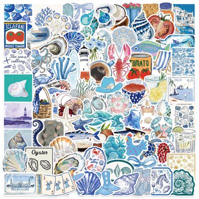 100PCS Aesthetic Stickers Pack, Cute Beach Ocean Coastal Theme Gifts Waterproof Vinyl Decals for Girl Teen Adult Water Bottle Laptop Phone Computer Skateboard Luggage Notebook Journal Scrapbook