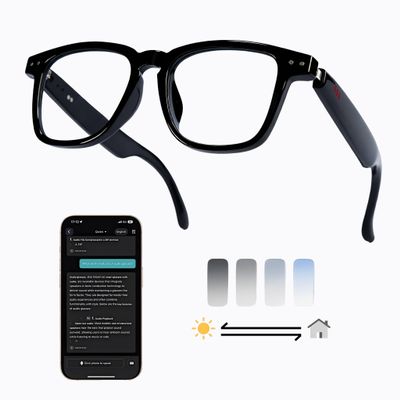 MNVOEQ AI Smart Bluetooth Translator Glasses,Support 140+Languages Translation&Bluetooth Connection for Men and Women Travelling/Business/Sports (C1+AI+Color Change Lenses+Pink)