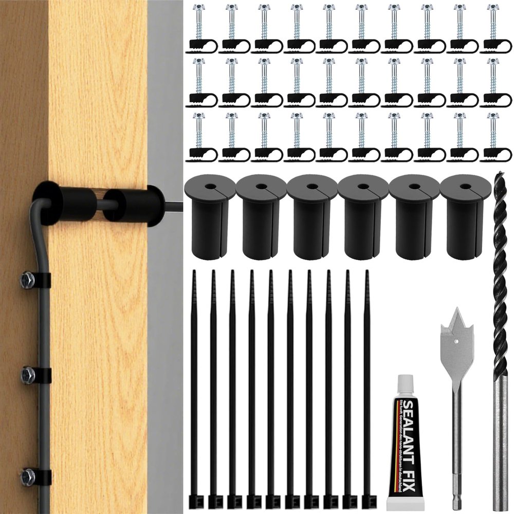 49PCS Cable Routing Kit for Starlink, Wall Pass Through Grommet for Starlink Gen 2/3 Dish and Mini Ethernet Installation Kit - 3/4" & 5/16" Drill Bit, Wire Clips and Cable Ties