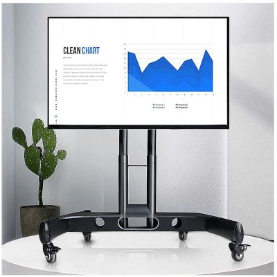 QICBYING Portable TVs Floor Stand - Mobile TV Cart Mount with Wheels, Height Adjustable Rolling Floor Mount, Teaching Conference Monitor Frame, Up to 50kg