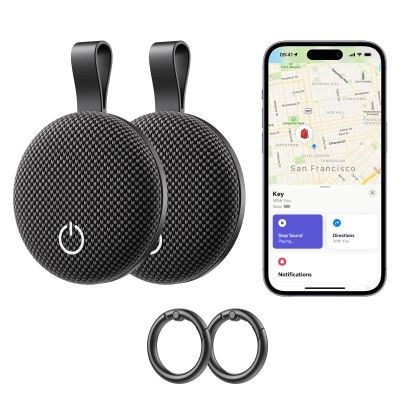Air Tracker Tag-2 Pack, [Apple MFi Certified] Smart Tag for Apple Find My App (iOS Only), 2025 New Bluetooth Tracker Tag Item Finder for Pet, Key, Luggage, Bike, Wallet, & More (Black, 2 Pcs)