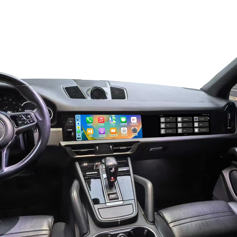 12.3" Dual Screen Android Car Stereo for Porsche Cayenne 2018-2023 Radio Replacement GPS Navigation Head Unit IPS Touch Screen Multimedia Player Autoradio Carplay (12-256GB)
