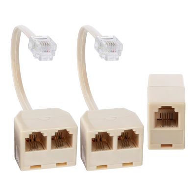 Zelphvt 3 Pcs Phone Line Splitter, Splitter 6P4C Connector Phone Line Cord Adapter RJ11 Male to Female Two Way Phones Lines Splitters Converter with Cable Suitable for Telephone,Fax Machine