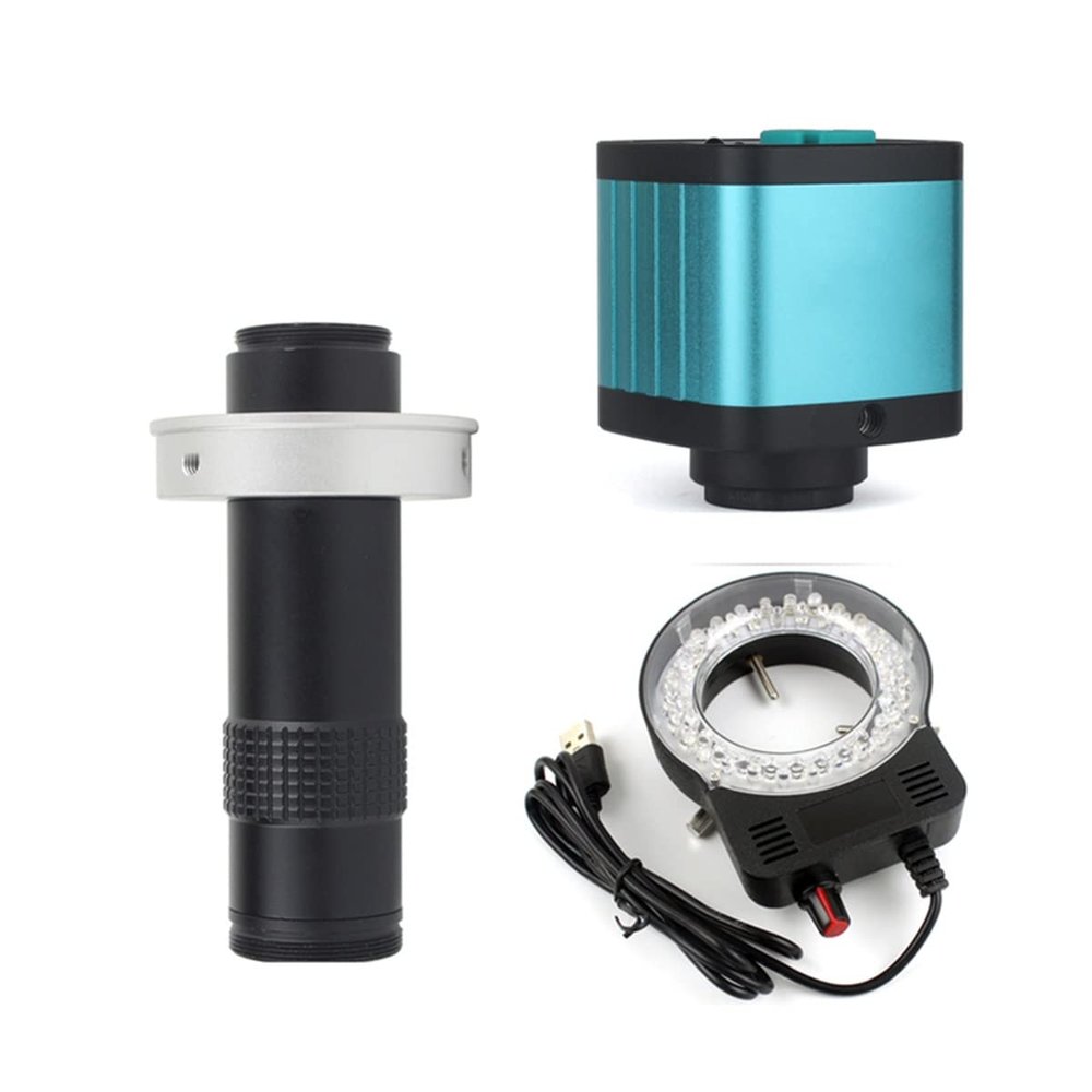 Microscope Accessories Kit 4K 48MP HD 1080P HDMI USB Digital Video Microscope Camera 100X 300X C-Mount Lens Microscope Slides
