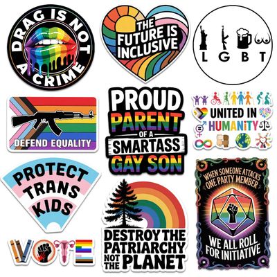 10 Pcs LGBTQ+ Pride Sticker Pack Equality & Inclusive Vinyl Decals for Laptops, Journals, Scrapbooking Rainbow & Activism Stickers for Pride Month & Social Justice (Normal, 7 Inch)