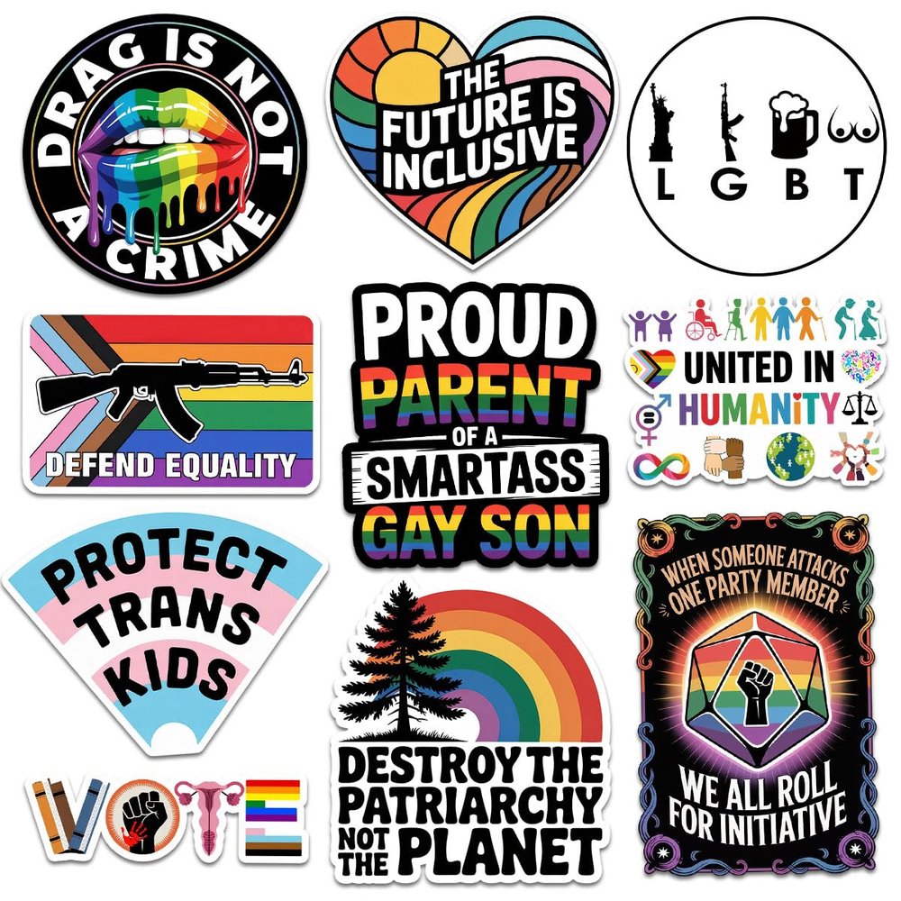 10 Pcs LGBTQ+ Pride Sticker Pack  Equality & Inclusive Vinyl Decals for Laptops, Journals, Scrapbooking  Rainbow & Activism Stickers for Pride Month & Social Justice (Normal, 7 Inch)