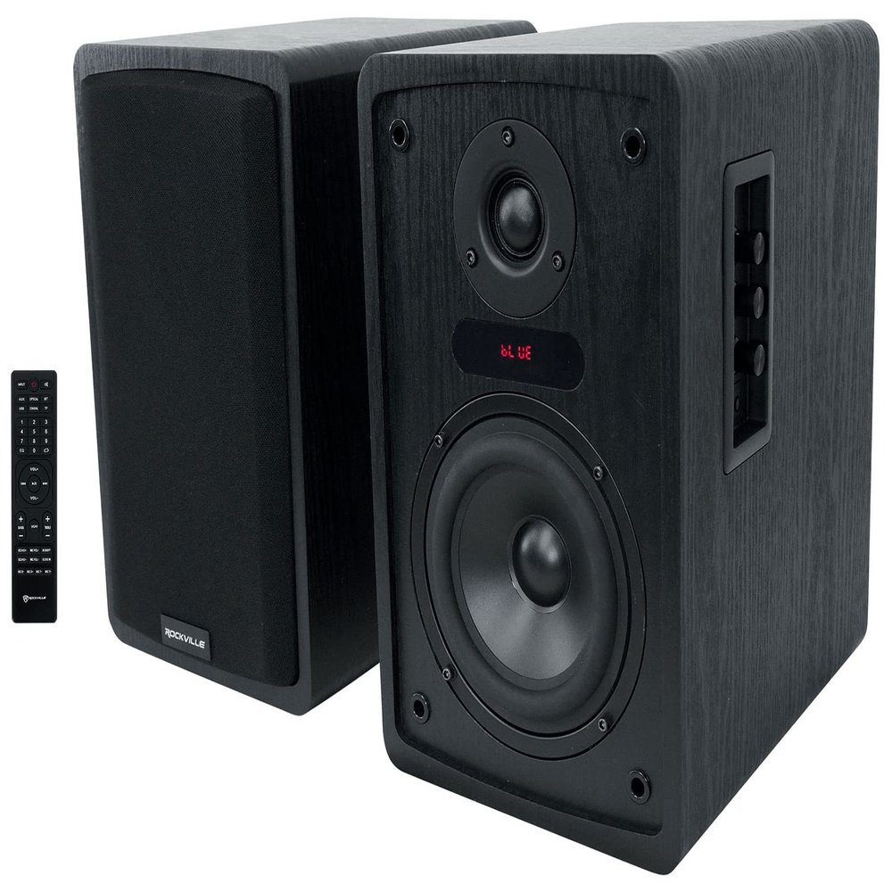 Rockville Elite-5 Bluetooth Bookshelf Speakers 800W, 5.25" Drivers, Optical & USB Inputs, Dual Mic Inputs (Black)