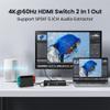 4K@60Hz HDMI eARC Splitter 1 in 2 Out, avedio links HDMI Switch 2 in 1 Out with eARC/ARC Audio Extractor, HDMI Bi-Direction Switch for Soundbar Support Optical Toslink SPDIF, Coaxial view 2