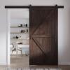 FREDBECK 48in x 96in Brown Wood Barn Door with 8ft Barn Door Hardware Track Kit Included, Double Surfaces,Simple Assembly is Required,K-Frame,Coffee view 1
