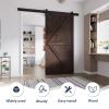 FREDBECK 48in x 96in Brown Wood Barn Door with 8ft Barn Door Hardware Track Kit Included, Double Surfaces,Simple Assembly is Required,K-Frame,Coffee view 2