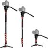 IFOOTAGE C180F-P+K5S Cobra 3 Monopod with Fluid Head, Payload up to 17.6lbs/8KG,Max. Height 71"/180cm, New and Good Item with Defective Box view 1