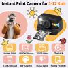 Instant Print Camera for Kids with 5 Color Print Paper, 48MP Photo 1080P Video, 21 Fun Frames, 32GB Card, Birthday for Girls Boys Age 3 4 5 6 7 8 9 10 11 12 Years Old Black view 2