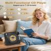 CD Player with HiFi Dual Speaker Bluetooth,Desktop CD Player for Home Black with Remote Control,Dust Cover,LCD Display,Sleep Timer,EQ Sound,USB/AUX/3.5mm Earphone Jack Kids,Gift view 2