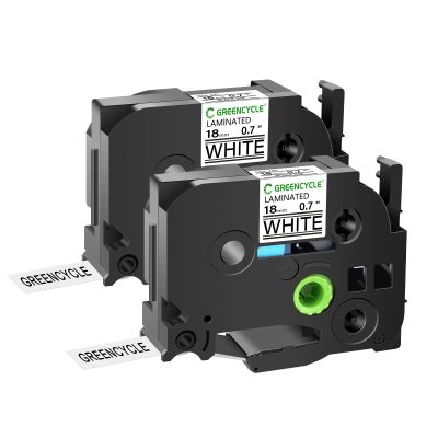 GREENCYCLE 18mm Label Maker Tape Compatible for Brother P-touch TZe-241 18mm 0.7'' Laminated White TZ-241 TZe241 Black on White 3/4'' TZe TZ Tape for Ptouch PT-D400 D410 D600 D610BT P700 P750W, 2 Pack