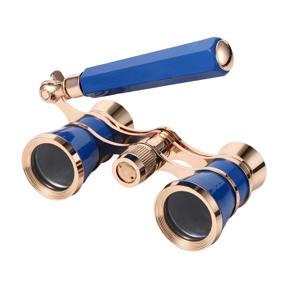 Aroncent Opera Glasses Binoculars 3x25 Vintage Theater Glasses with Handle: Compact Metal Opera Glasses for Theater Concert - Blue