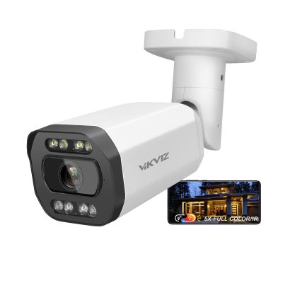 5MP PoE IP Bullet Camera Outdoor with Mic and Speaker, 2.7-13.5mm 5X Varifocal,98ft Full Color Night Vision, IP Camera with Human/Vehicle Detection, IP66, 24/7 Recording, SD Card slot,NDAA Complaint