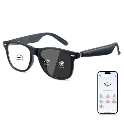 Cyxus AI Smart Photochromic Glasses, Meeting Transcription & Summaries 144 Language Translator 11h Playtime Voice Control HD Calls Business Travel AI8284