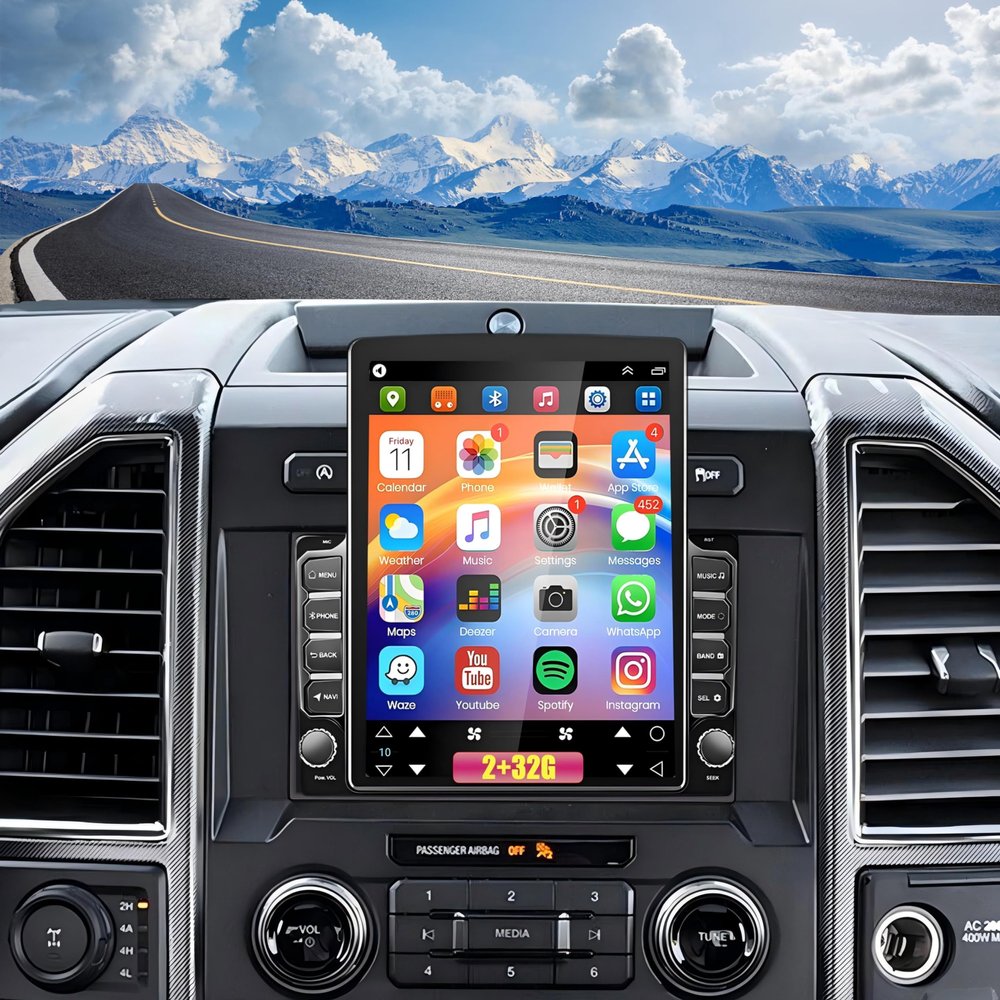 9.7 Inch Car Stereo for Ford Escape/Explorer 2005-2018 with Wireless CarPlay/Android Auto,2 Din GPS Bluetooth WiFi FM/AM SWC Backup Camera,2+32G