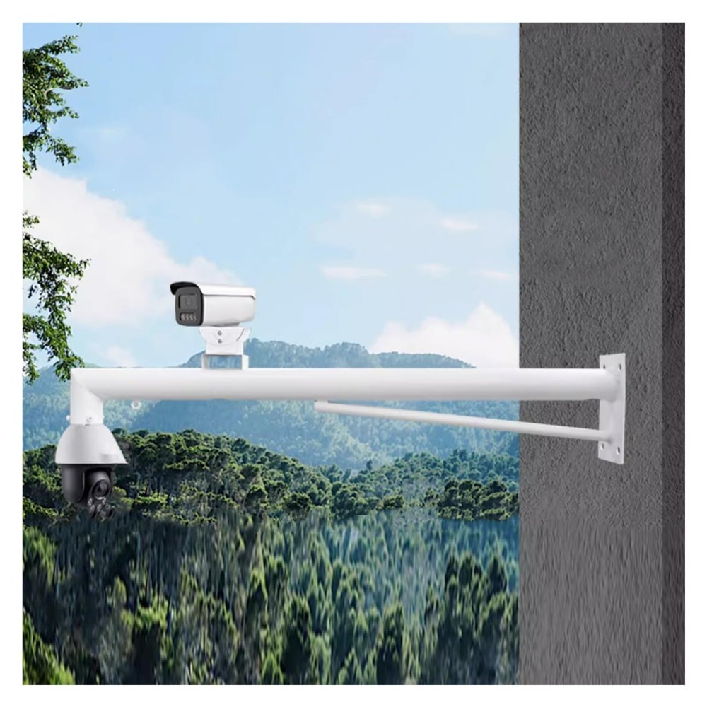 19.7-78.7in Overlength Surveillance Stand, Outdoor Wall-mounted Security Camera Holder for Parking Lot/Farm, White Camera Mounting Pole Easy Install(Light Coffee,0.5m-1 3/5 ft)