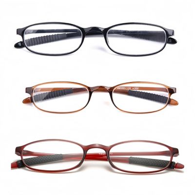 Lightweight Reading Glasses TR90 Frame Magnification Rectangular Women Men Unisex Full Rim (3 PCS One Black+One Brown+One Red, 3.5, x)
