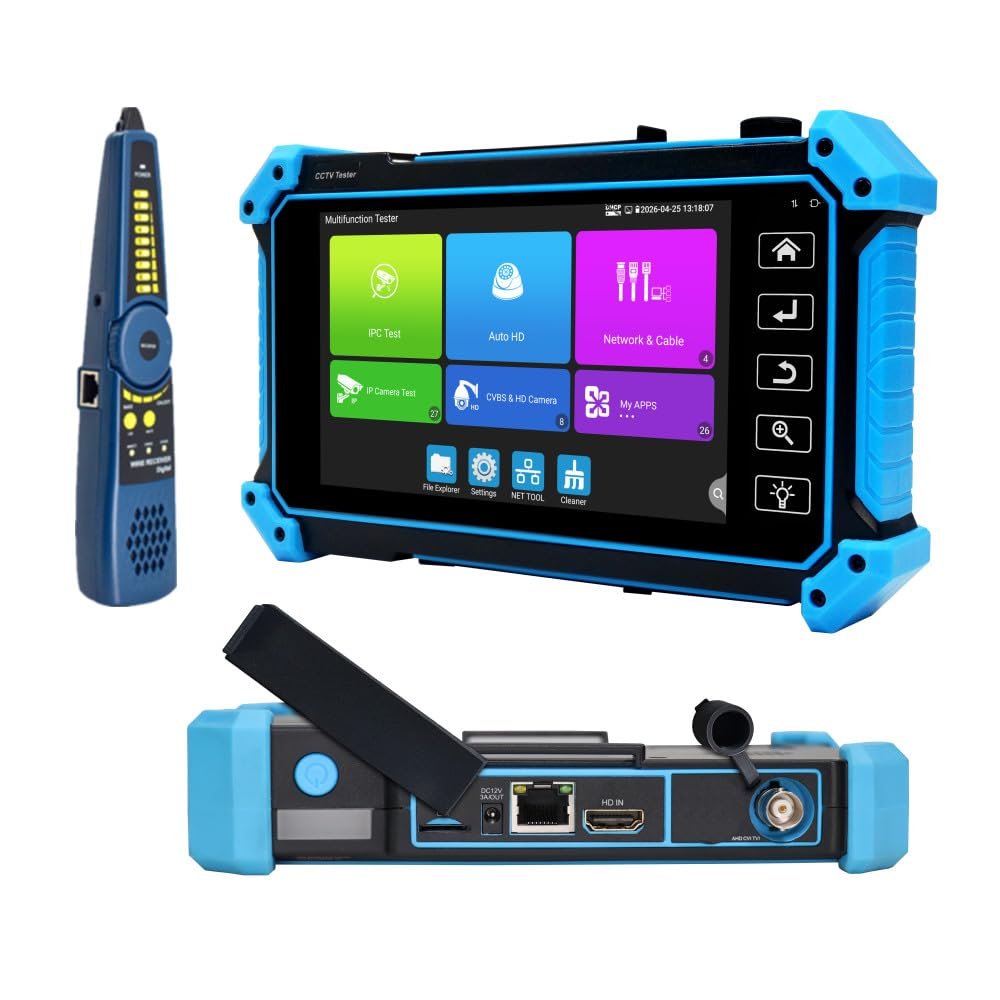 Upgarded 8K IPC CCTV Tester Monitor 8MP CVI TVI AHD CVBS Coaxial Camera Test 5.4inch Touchscreen RJ45 Cable Test RS485 VGA HDMI Input POE WiFi Cable Tracer (IPC-5100C Plus)
