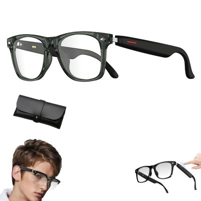Nessthub Smart Glasses with Camera,Nessthub Glasses,Ai Glasses with Camera,Video Recording, Music Playback,Multifunctional Bluetooth,Hands-Free Calling,for Home/Office/Outdoor (Green, Clear Lens)