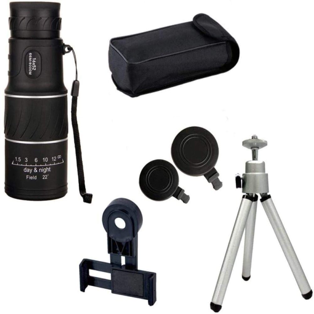 High Power 16X52 Monocular Telescope - Portable Binoculars for Outdoor Sports, 8000M View, Plastic Lens, Compact Design