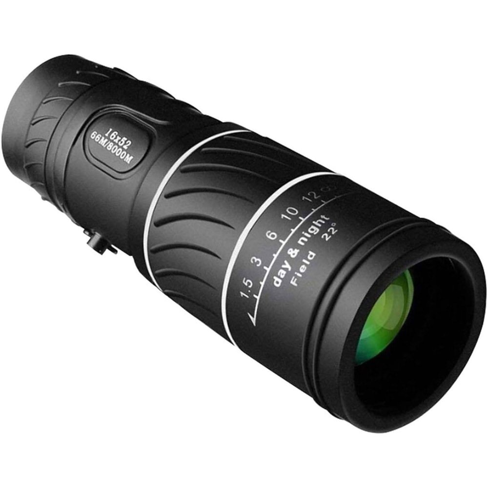 16X52 High Power Optical Monocular Telescope - Black, Ideal for Bird Watching, Hunting, and Outdoor Activities