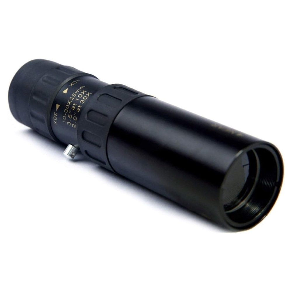 10-30x25 Zoom Monocular Telescope - Pocket Optical Prism Scope, No Tripod, Black