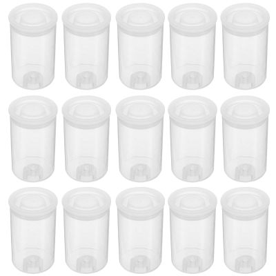 DIYEAH 50pcs Clear Plastic Refillable Storage Jars with Caps Portable Round Containers Portable Travel Film Storage Negative Tubes
