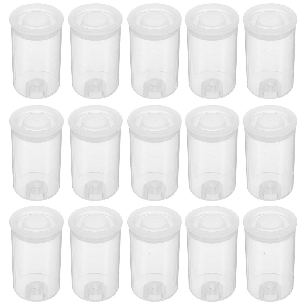 DIYEAH 50pcs Clear Plastic Refillable Storage Jars with Caps Portable Round Containers Portable Travel Film Storage Negative Tubes