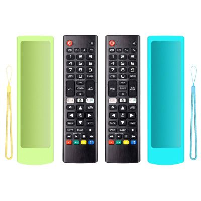 (2+2 Packs) Universal Replacement Remote No Setup Fit LG All TV Remote with Anti-Lost Soft Protective Silicone Cover Case Blue & Yellow Compatible with LG All Smart LCD LED HDTV UHD OLED 3D 4K TVs