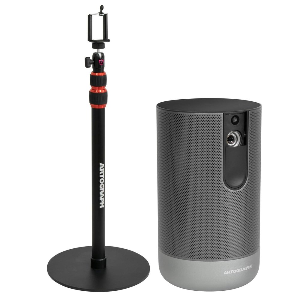 Artograph Smart LED Art Projector, Auto Focus Grids & Remote, Inspire 1500 + Adjustable Projector Stand for Digital Projector, Camera, or Lights