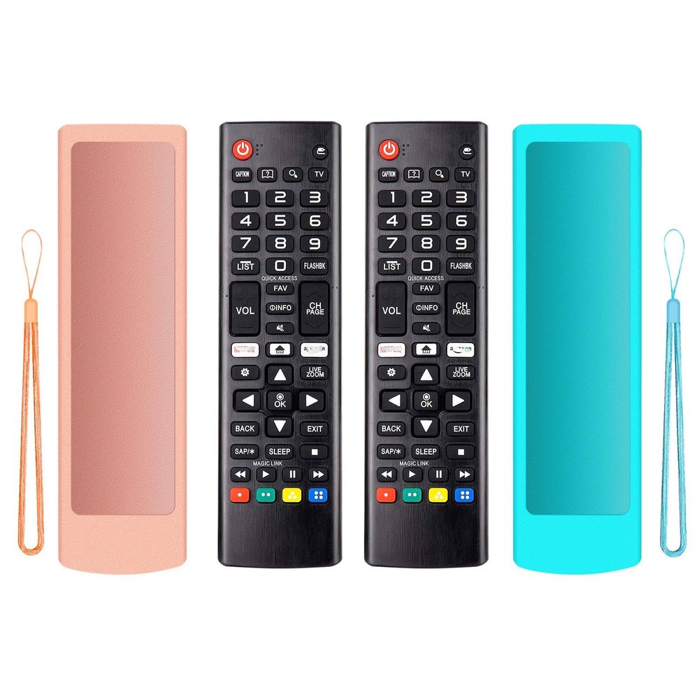 (2+2 Packs) Universal Replacement Remote No Setup Fit LG All TV Remote with Anti-Lost Soft Protective Silicone Cover Case Orange & Blue Compatible with LG All Smart LCD LED HDTV UHD OLED 3D 4K TVs