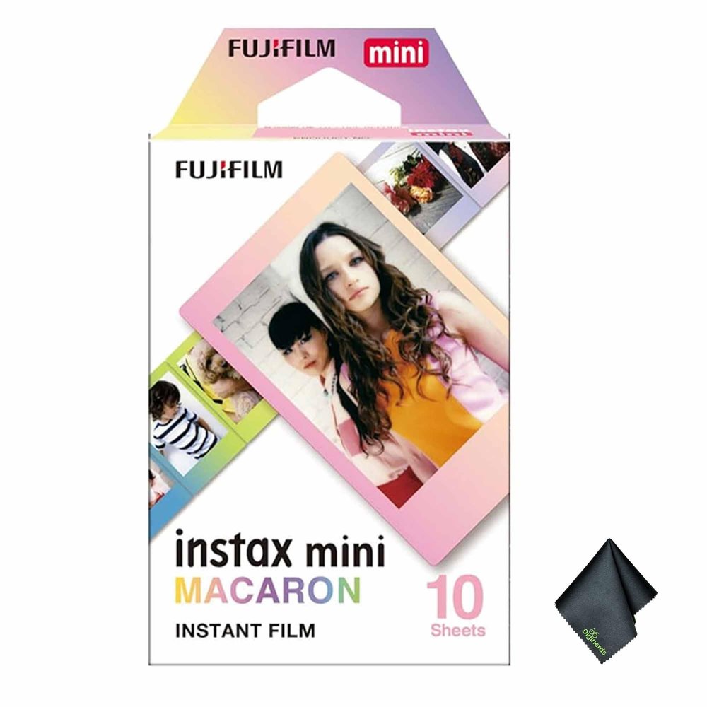 FUJIFILM INSTAX MINI Macaron Instant Film (10 Exposures) Bundle with Microfiber Cleaning Cloth