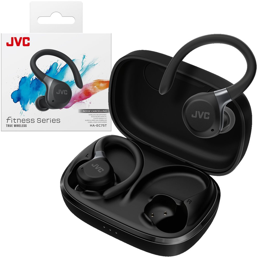 JVC Fitness Series HAEC75TB True Wireless Sport Earbuds, Black