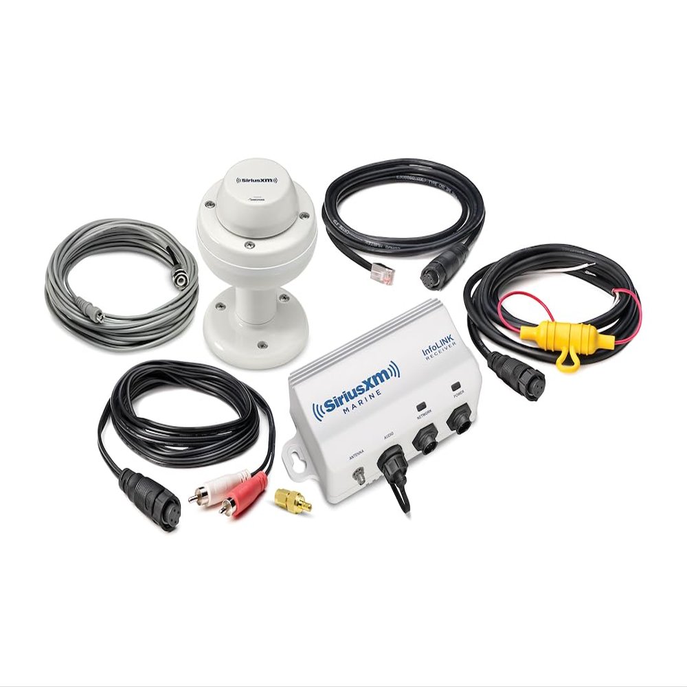 Marine Weather Receiver SR200 SiriusXM - IPX7 Waterproof | RayNet Ethernet & 3.5mm Audio Output | Includes Antenna, Pole & Surface Mount Kits, Cables, Hardware, Installation Guide