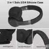 Adhiper 2-in-1 Silicone Sweat Case Cover for Beats Solo 4 & Solo 3 Headphones, Soft Non-Slip Earpad Covers & Zipper Headband Cover Solo4 Solo3 Accessories, Waterproof & Sweatproof - Black view 3
