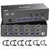 KVM Switch 3 Monitors 3 Computers 8K@60Hz 4K@144Hz, HDMI Dispalyport Triple Monitor KVM Switches with 4 USB3.0 Port for USB Devices, Support Extended/Mirror Mode, Wired Controller and USB3.0 Cables view 1